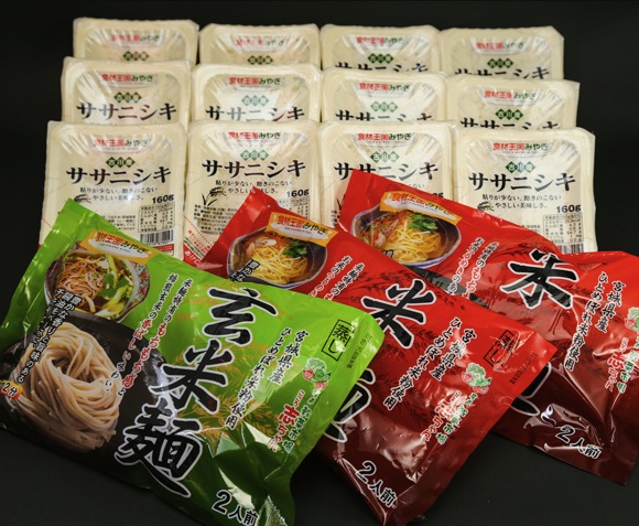ふるさとBセット 大崎市古川産ササニシキパックご飯とひとめぼれ米粉麺の特産品画像
