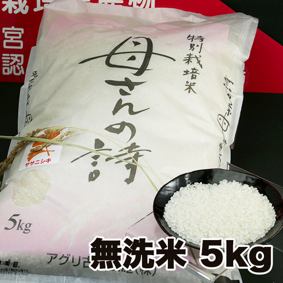 【無洗米5kg】本場宮城古川の特別栽培米　「お母さんの詩」ササニシキの特産品画像