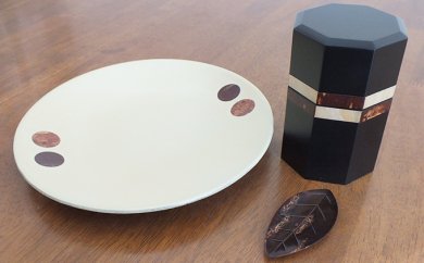 (樺細工)八角茶筒Square 盛皿(小)dot 茶み木の葉の特産品画像