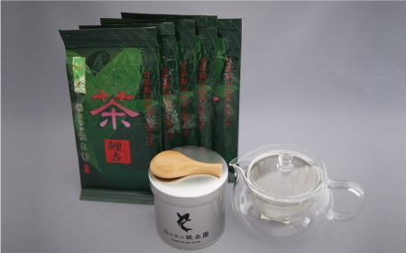 深蒸し茶500gと茶々急須、茶缶、茶さじセットの特産品画像
