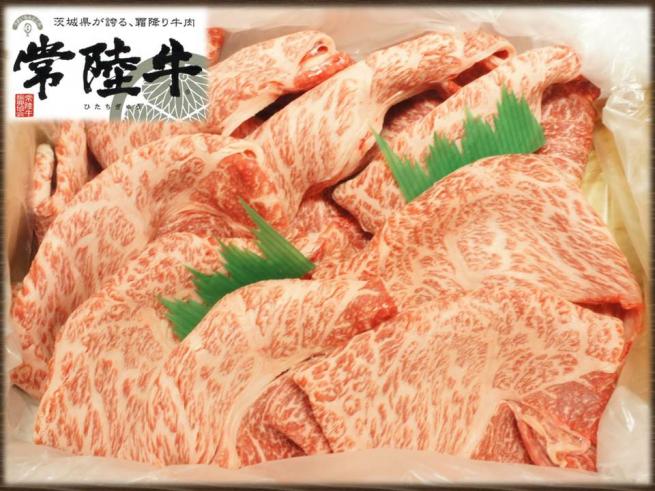 ［2016年9月お届け分］茨城県産黒毛和牛『常陸牛すき焼き用霜降り肩ロース肉（1kg）』の特産品画像