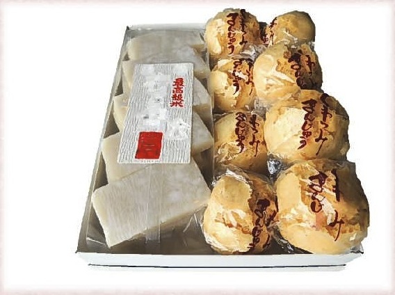 銘菓「くわつみまんじゅう」と杵つき餅の特産品画像