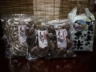 糸魚川産コシヒカリ５ｋｇと乾燥椎茸３種の詰め合わせの特産品画像
