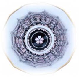 螺鈿ガラス　金杯（万華鏡）　桜（貝入）黒：高岡漆器の特産品画像