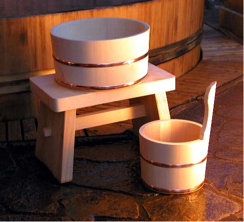 木曽ひのき湯桶・手桶・椅子 3点セットの特産品画像