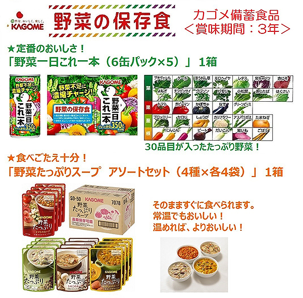 カゴメ野菜一日これ一本 １箱＆野菜たっぷりスープ アソートセット１箱の特産品画像