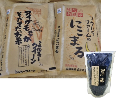 無農薬栽培米2種食べ比べ(黒米付)の特産品画像