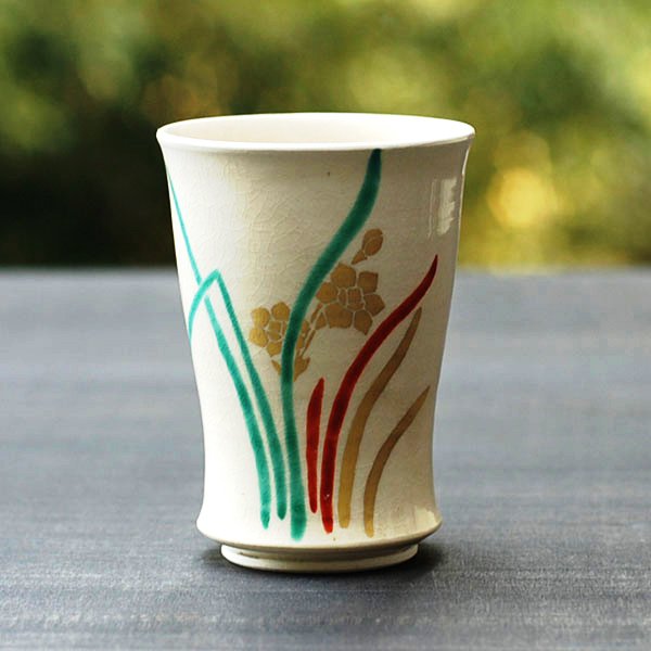 水間焼伏原窯　色絵水仙紋ビールカップの特産品画像