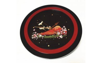 紀州漆器 掛け時計 　蒔絵 一富士二鶴三桜の特産品画像