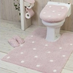 幅広ロングトイレ５点セット 洗浄暖房用 ピンク【スイートドロップ】の特産品画像
