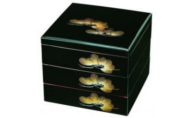 三段重箱 黒 若松（内朱塗）の特産品画像