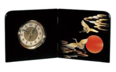 木製　屏風時計　日の出鶴の特産品画像