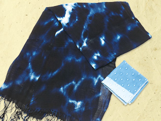 藍染めストール・ハンカチセットの特産品画像
