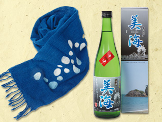 藍染めショール・日本酒セットの特産品画像