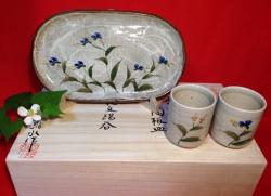 白石焼　陶板皿・湯呑セットの特産品画像