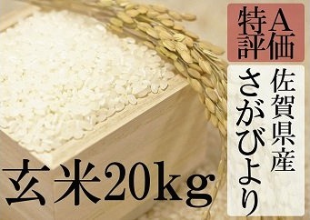 佐賀県産厳選さがびより　玄米20kgの特産品画像
