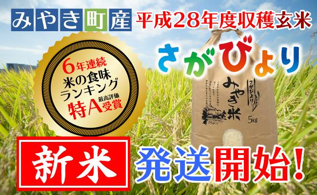 【H28収穫新米】みやき町産『さがびより（玄米10kg）』６年連続特Ａ受賞の特産品画像