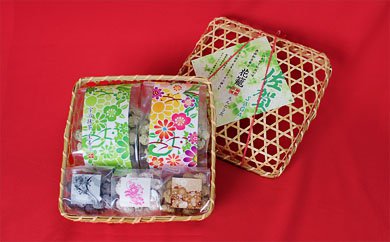 無添加豆菓子 『ミニ花籠　緑色』 【宇治抹茶 生姜豆】の特産品画像