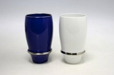 有田焼・プレミアムビアグラス　エンゼルリング　ペア（青、白）の特産品画像