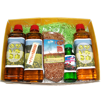 山茶花セット（赤米、なたね油、山茶花オイル）の特産品画像